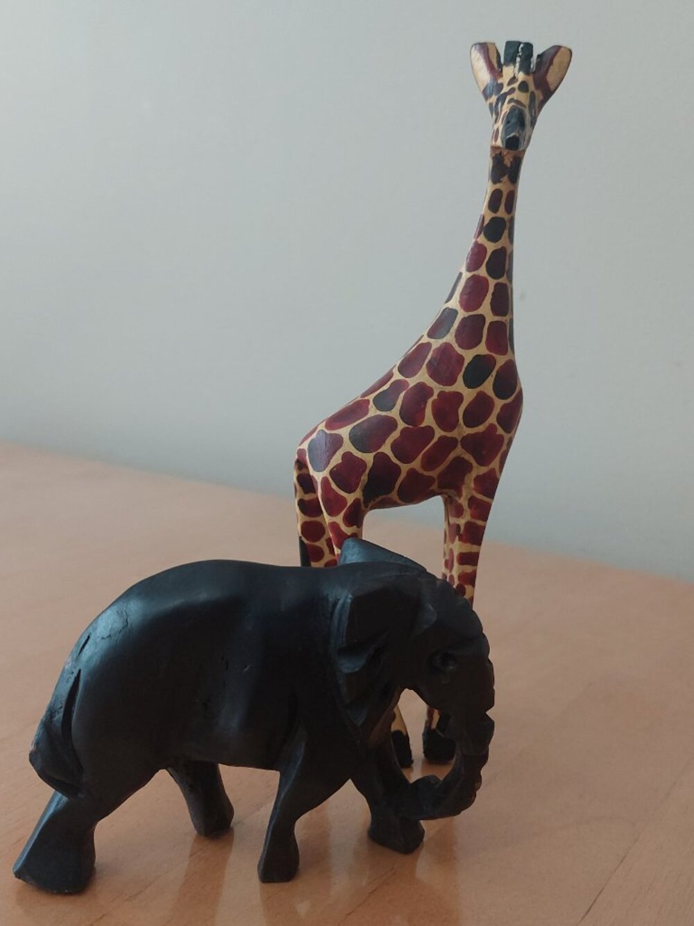 Beautiful Hand Carved African Wooden Safari Animal Figurine Set